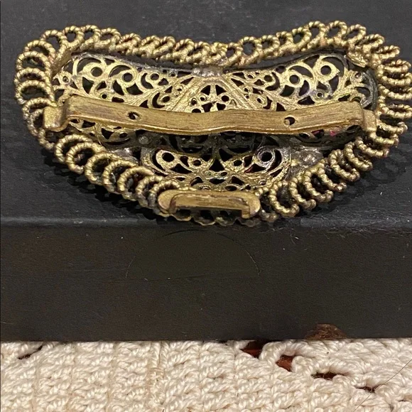 Antique Art Nouveau Sash Clip With Crystals. - Picture 6 of 6